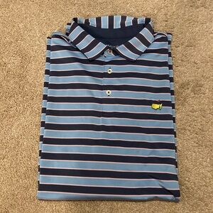 Masters Striped Blue Polo Shirt with Logo